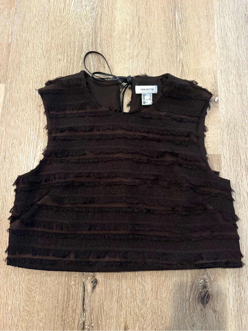 NWOT H&M Edition Chocolate Brown Textured Fringe Sleeveless Top